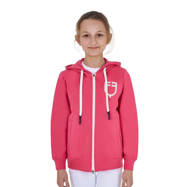 FELPA BAMBINA CON CAPPUCCIO E ZIP FRONTALE EQUESTRO