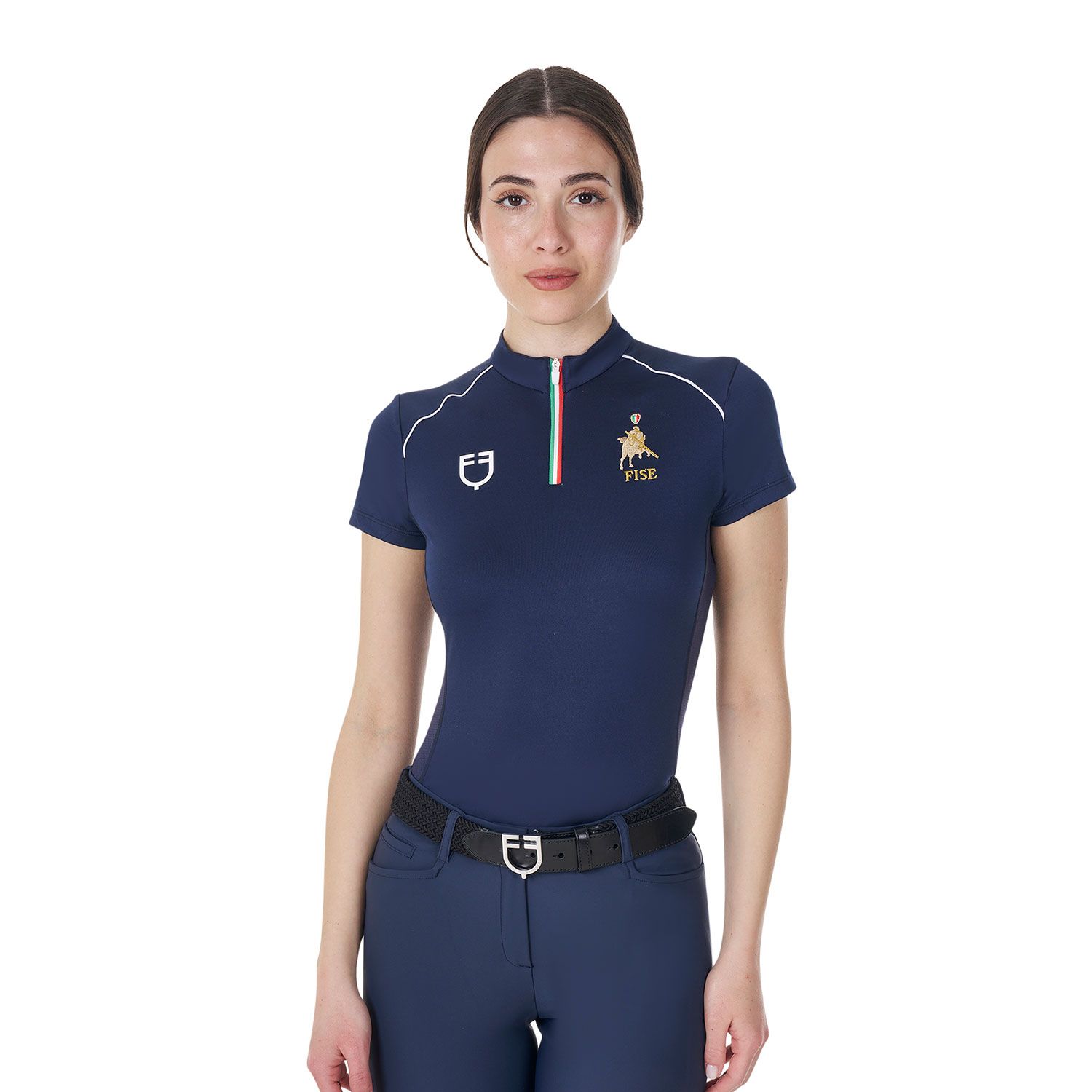 POLO DA ALLENAMENTO CON ZIP TRICOLORE EQUESTRO X FISE