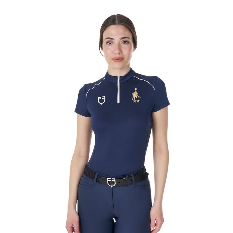 POLO DA ALLENAMENTO CON ZIP TRICOLORE EQUESTRO X FISE