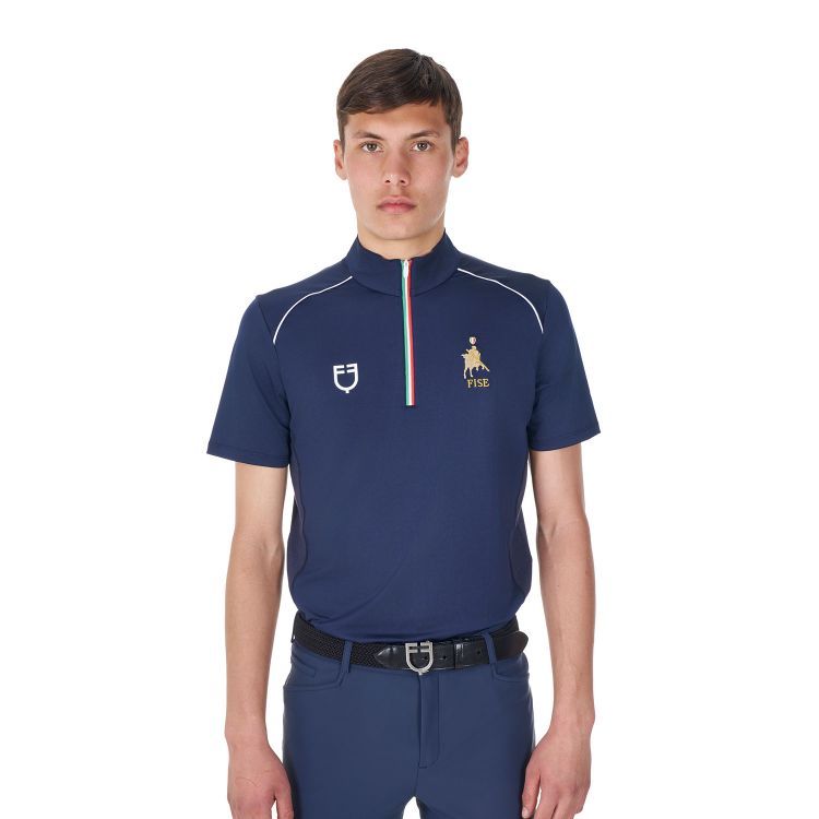 POLO DA ALLENAMENTO CON ZIP TRICOLORE EQUESTRO X FISE