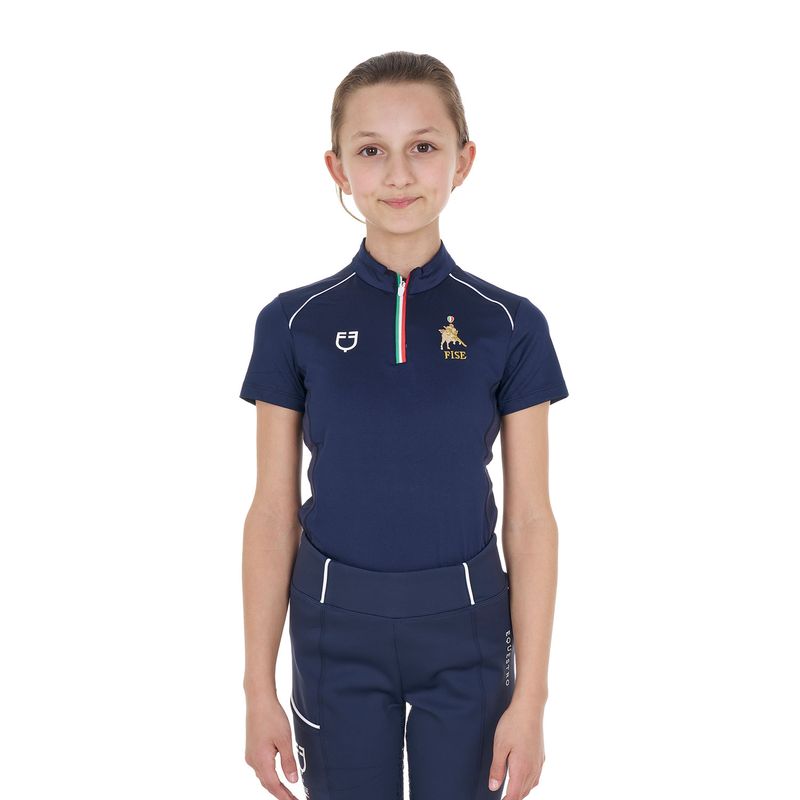POLO BAMBINO UNISEX DA ALLENAMENTO CON ZIP TRICOLORE EQUESTRO X FISE
