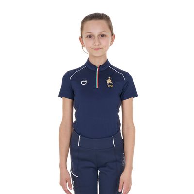 POLO BAMBINO UNISEX DA ALLENAMENTO CON ZIP TRICOLORE EQUESTRO X FISE
