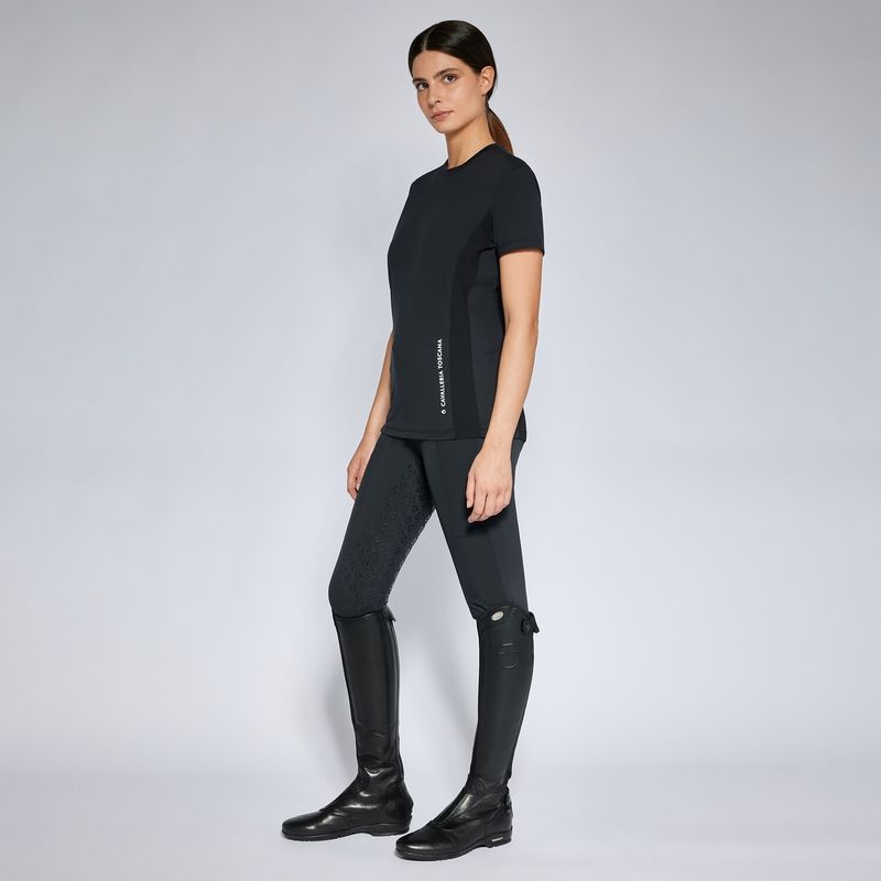 T-SHIRT DONNA IN TESSUTO TECNICO CON MESH CAVALLERIA TOSCANA