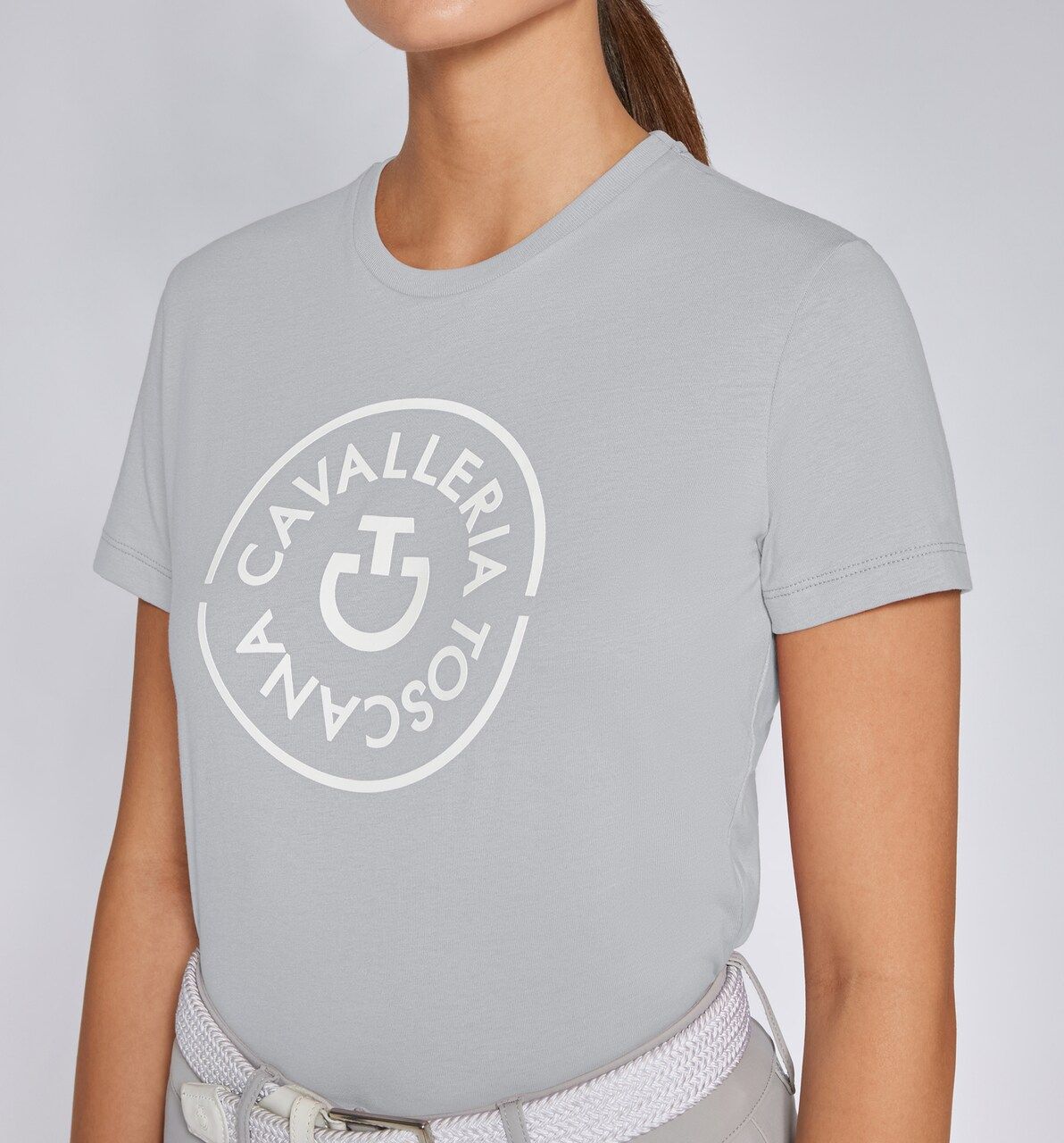 T-SHIRT DONNA IN COTONE CON LOGO ORBIT CAVALLERIA TOSCANA