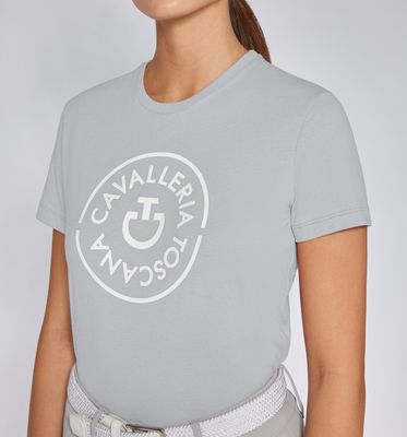 T-SHIRT DONNA IN COTONE CON LOGO ORBIT CAVALLERIA TOSCANA