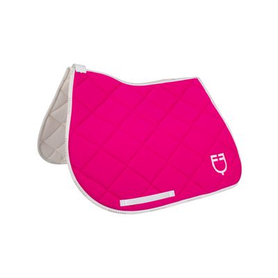 SET SOTTOSELLA E CUFFIA GP CON LOGO EQUESTRO FUCSIA BORDO BIANCO