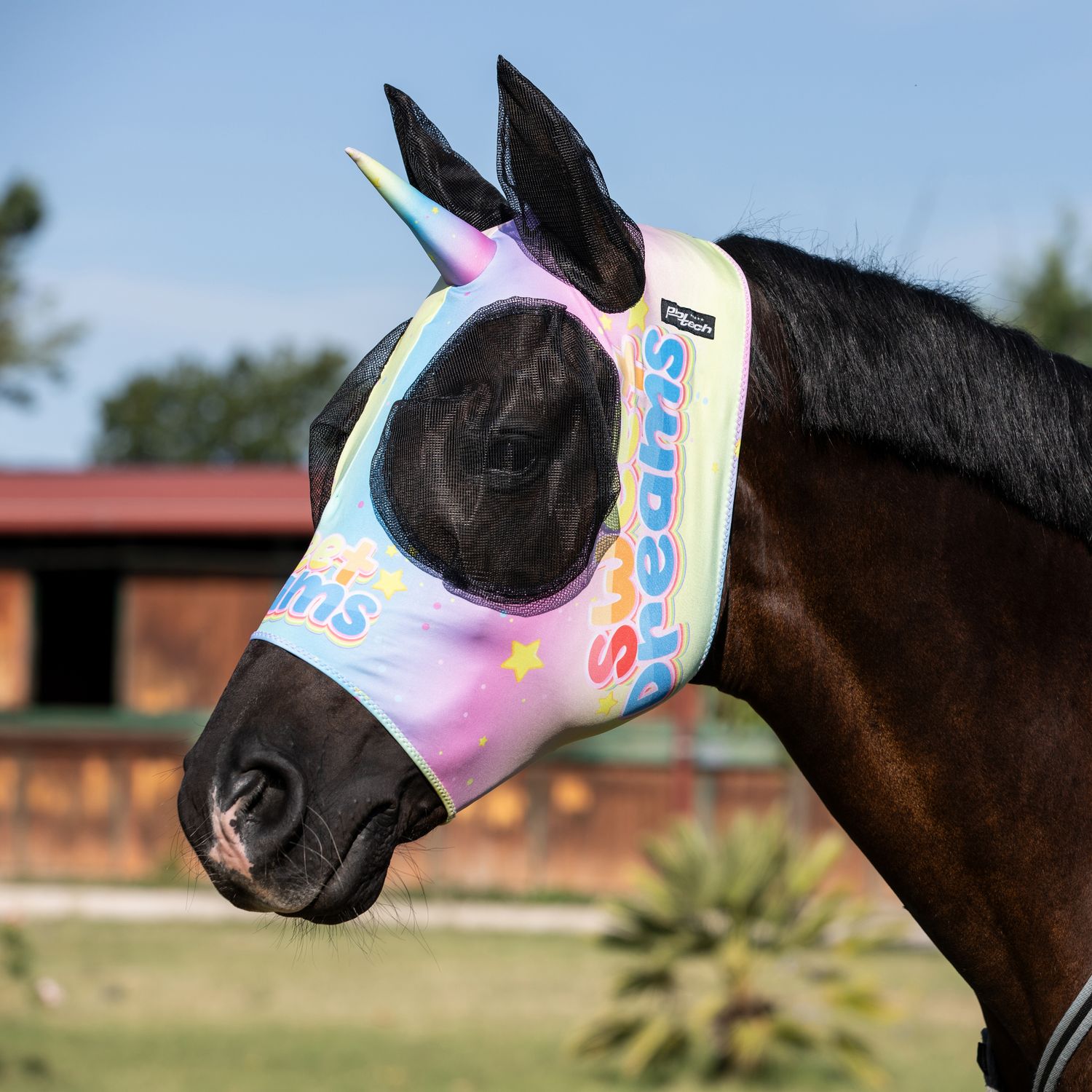 MASCHERA ANTI MOSCHE UNICORNO CON RETINA