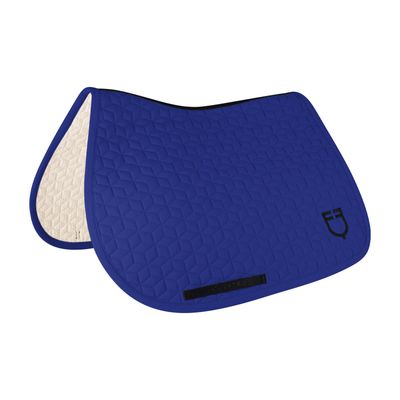 SET SOTTOSELLA E CUFFIA CON TRAPUNTA A CUBI EQUESTRO SOLIDATE BLU
