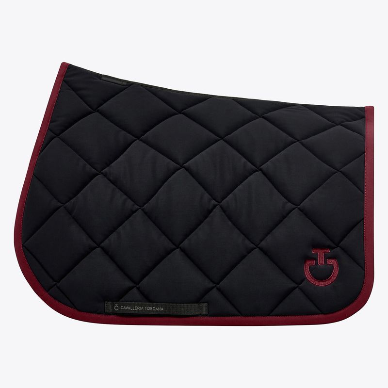 SET SOTTOSELLA E CUFFIA CAVALLERIA TOSCANA TRAPUNTATO A ROMBO NERO BORDEAUX SET SOTTOSELLA E CUFFIA CAVALLERIA TOSCANA TRAPUNTATO A ROMBO NERO BORDEAUX