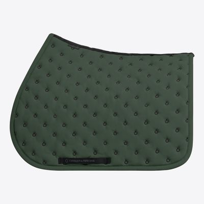 SET SOTTOSELLA + CUFFIA CAVALLERIA TOSCANA CON TRAPUNTATURA E MICROLOGO JUNGLE GREEN