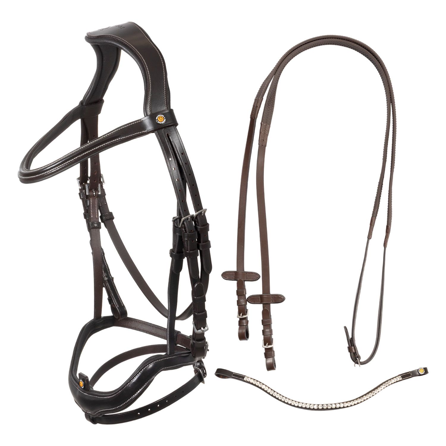 TESTIERA IN PELLE CON NASALINA CURVA E FRONTALINO STRASS EQUESTRO