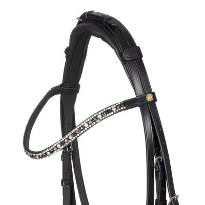 TESTIERA IN CUOIO CON FRONTALINO CON STRASS EQUESTRO TESTIERA IN CUOIO CON FRONTALINO CON STRASS EQUESTRO