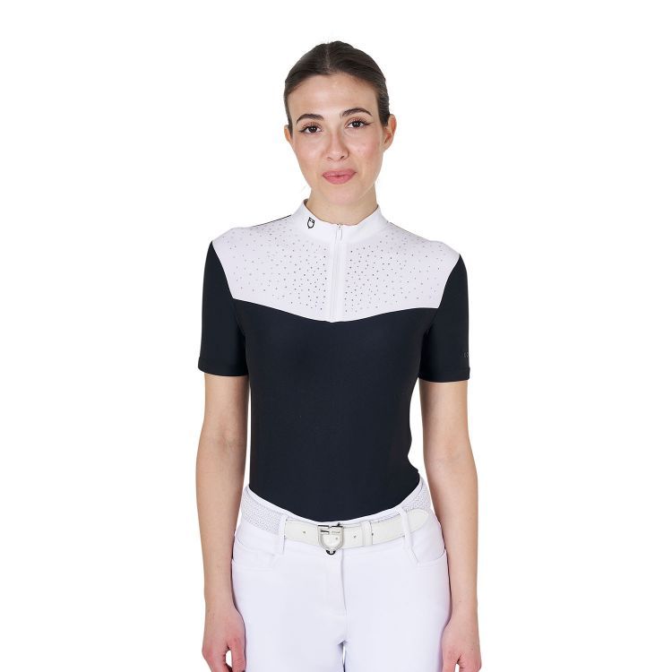 POLO DA CONCORSO DA DONNA CON STRASS FRONTALI EQUESTRO