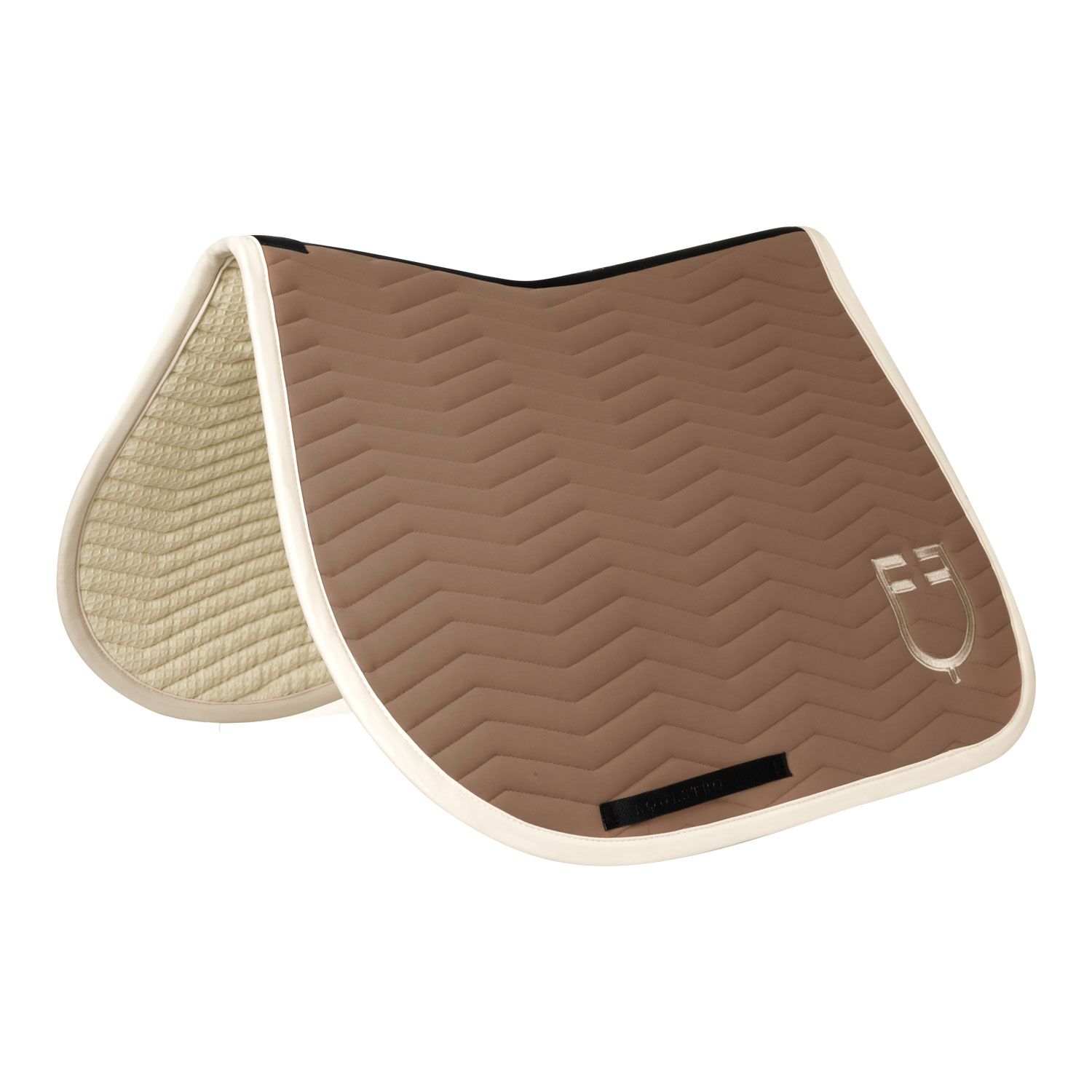 SET SOTTOSELLA E CUFFIA CON WAVE QUILTING IN SPUGNA EQUESTRO NOCCIOLA