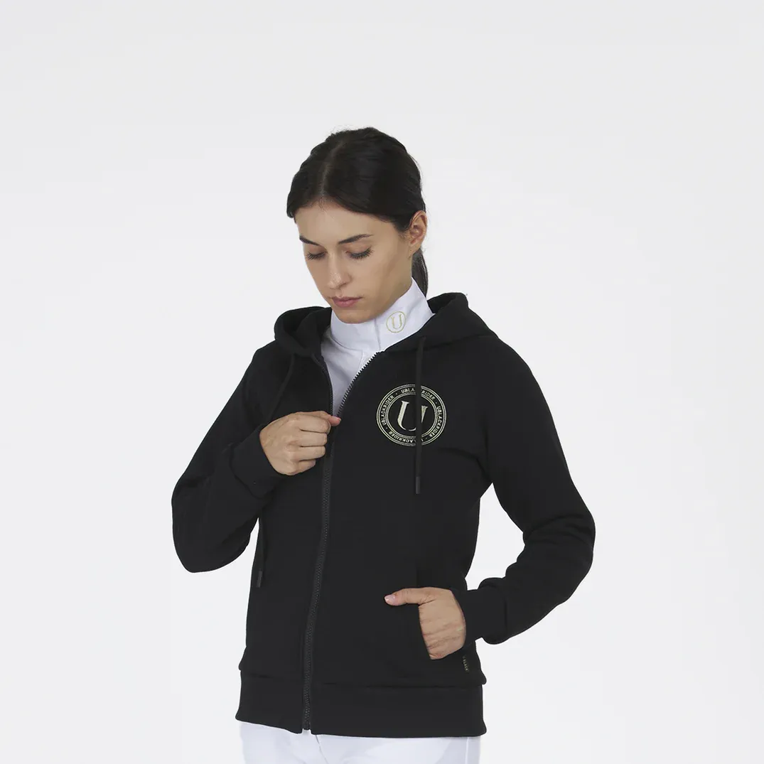 FELPA DONNA CON ZIP E CAPPUCCIO TOPAZ  U BLACK RIDER