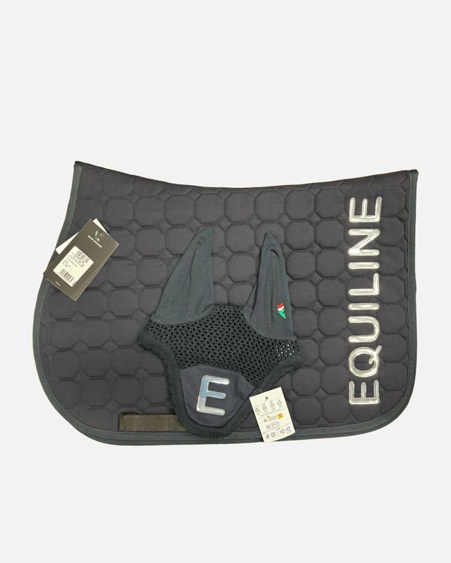SET SOTTOSELLA + CUFFIA EQUILINE BLU LOGO PONY