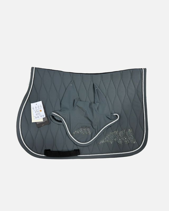 SET SOTTOSELLA + CUFFIA EQUILINE STRASS GRIGIO PONY