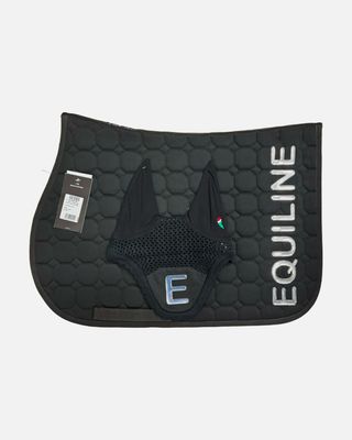SET SOTTOSELLA + CUFFIA EQUILINE NERO LOGO PONY SET SOTTOSELLA + CUFFIA EQUILINE NERO LOGO PONY