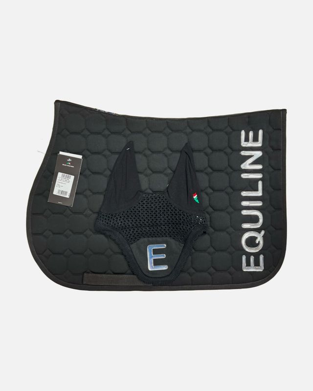 SET SOTTOSELLA + CUFFIA EQUILINE NERO LOGO PONY