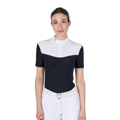 POLO DA CONCORSO MANICA LUNGA DA DONNA CON STRASS FRONTALI EQUESTRO