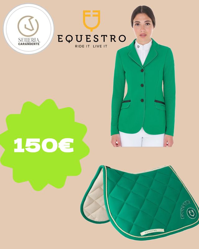 SET GIACCA + SOTTOSELLA ULTRAMARINE GREEN EQUESTRO SET GIACCA + SOTTOSELLA ULTRAMARINE GREEN EQUESTRO