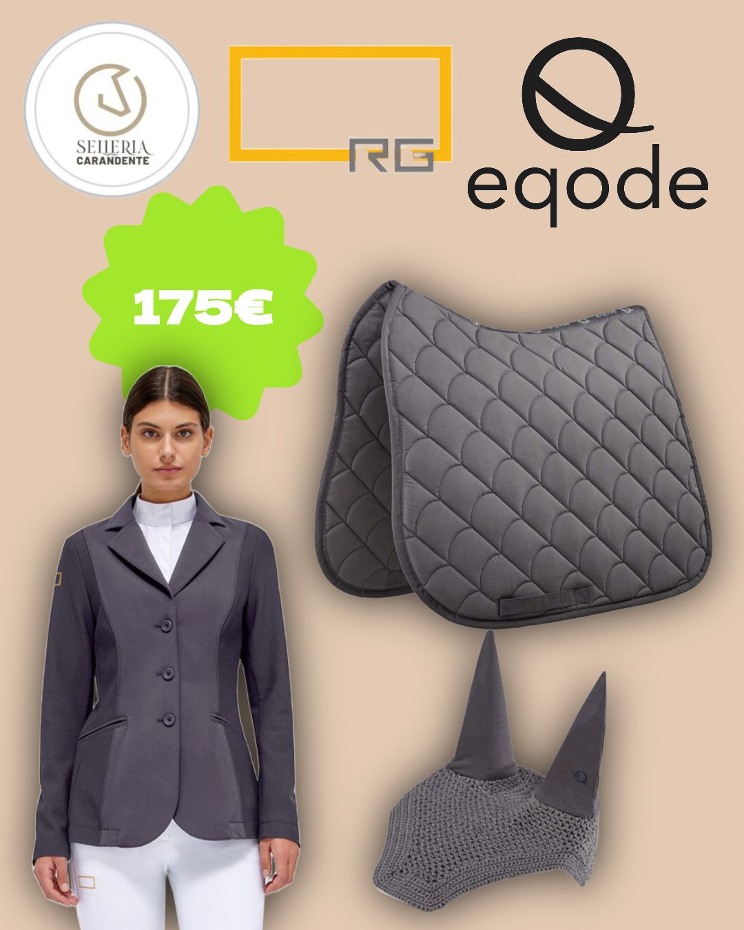 SET GIACCA RG + SOTTOSELLA E CUFFIA EQUODE GRIGIO