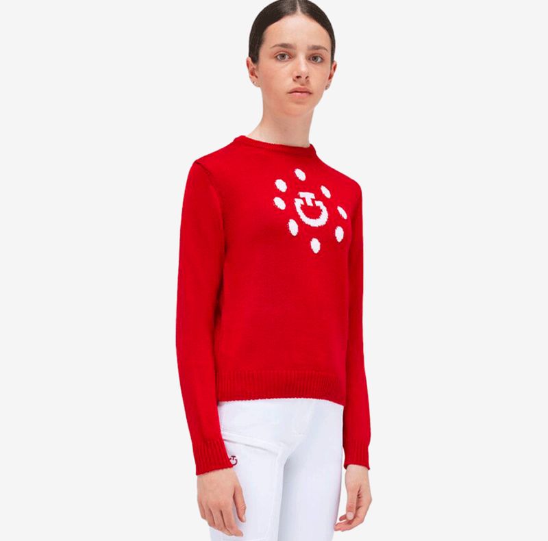 MAGLIONE BAMBINA GIROCOLLO CAVALLERIA TOSCANA ROSSO