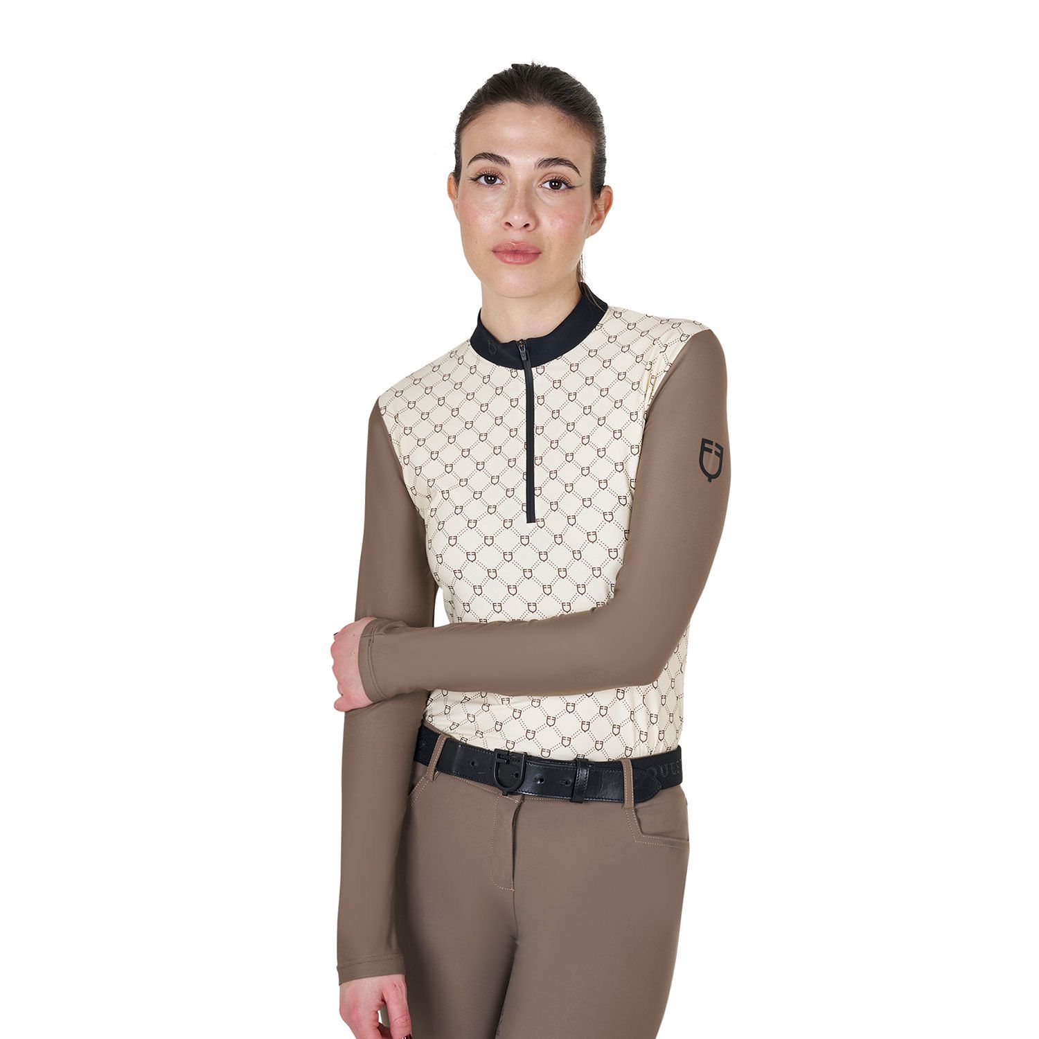 POLO DA ALLENAMENTO DONNA MANICA LUNGA EQUESTRO STAMPA MONOGRAM POLO DA ALLENAMENTO DONNA MANICA LUNGA EQUESTRO STAMPA MONOGRAM