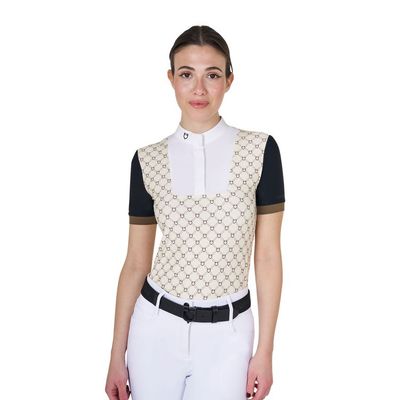 POLO DA ALLENAMENTO DONNA MANICA CORTA NERA EQUESTRO STAMPA MONOGRAM POLO DA ALLENAMENTO DONNA MANICA CORTA NERA EQUESTRO STAMPA MONOGRAM