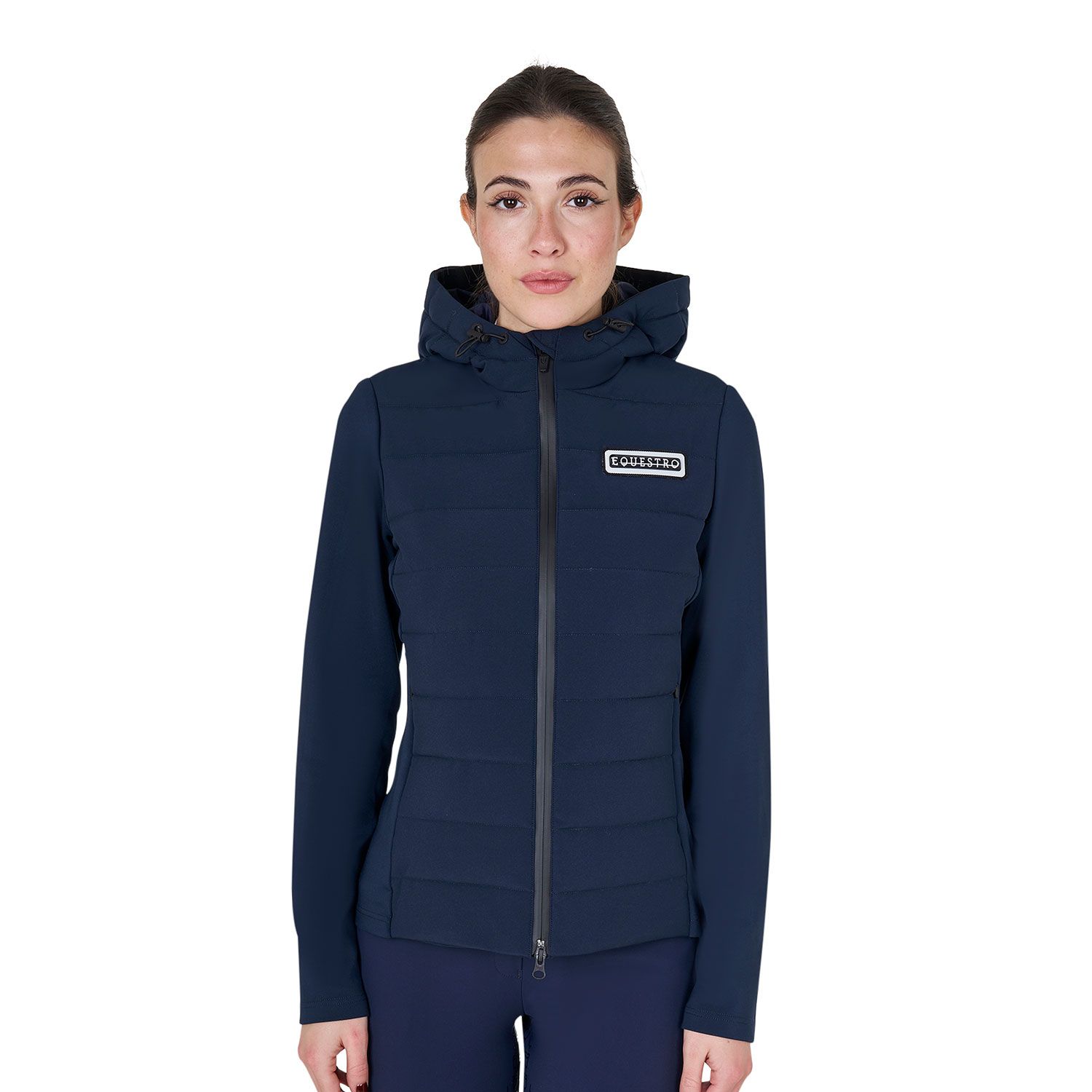 PIUMINO DONNA MISTO TECNICO CON CAPPUCCIO EQUESTRO