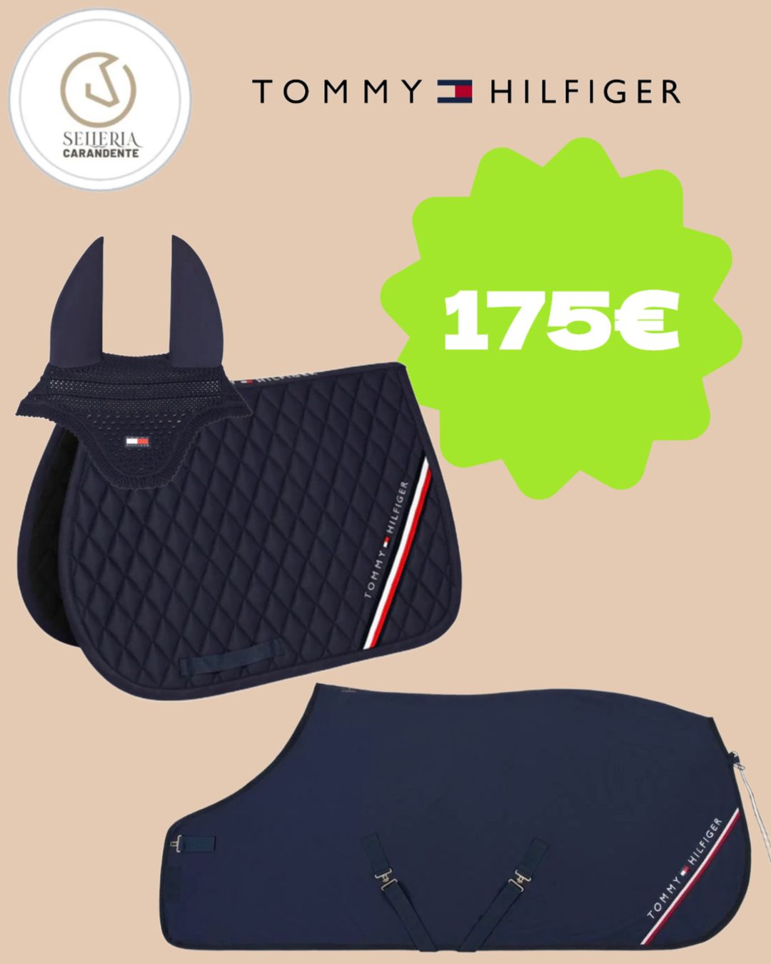 SET SOTTOSELLA + CUFFIA + COPERTA PILE BLU TOMMY HILFIGER