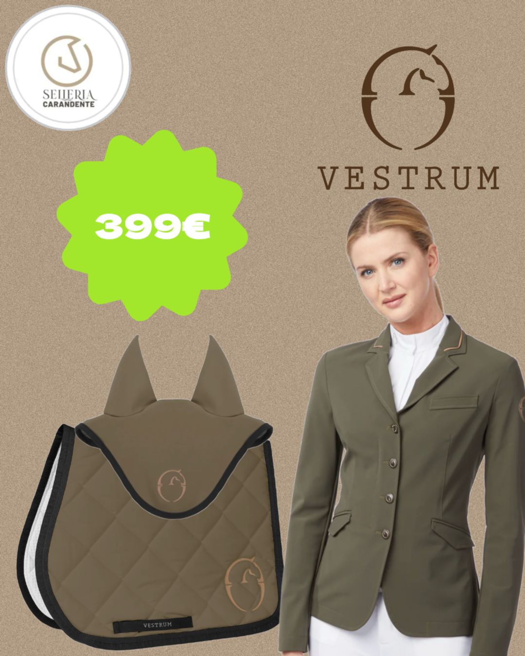 SET GIACCA CANBERRA + SOTTOSELLA + CUFFIA VESTRUM VERDE OLIVA SCURO