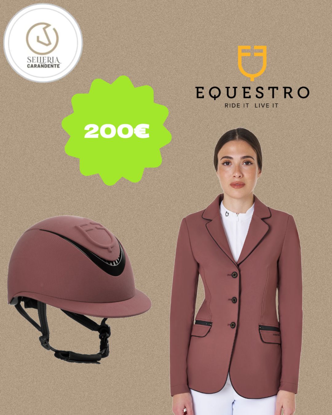 SET GIACCA DONNA EQUESTRO + CASCO MARRONE