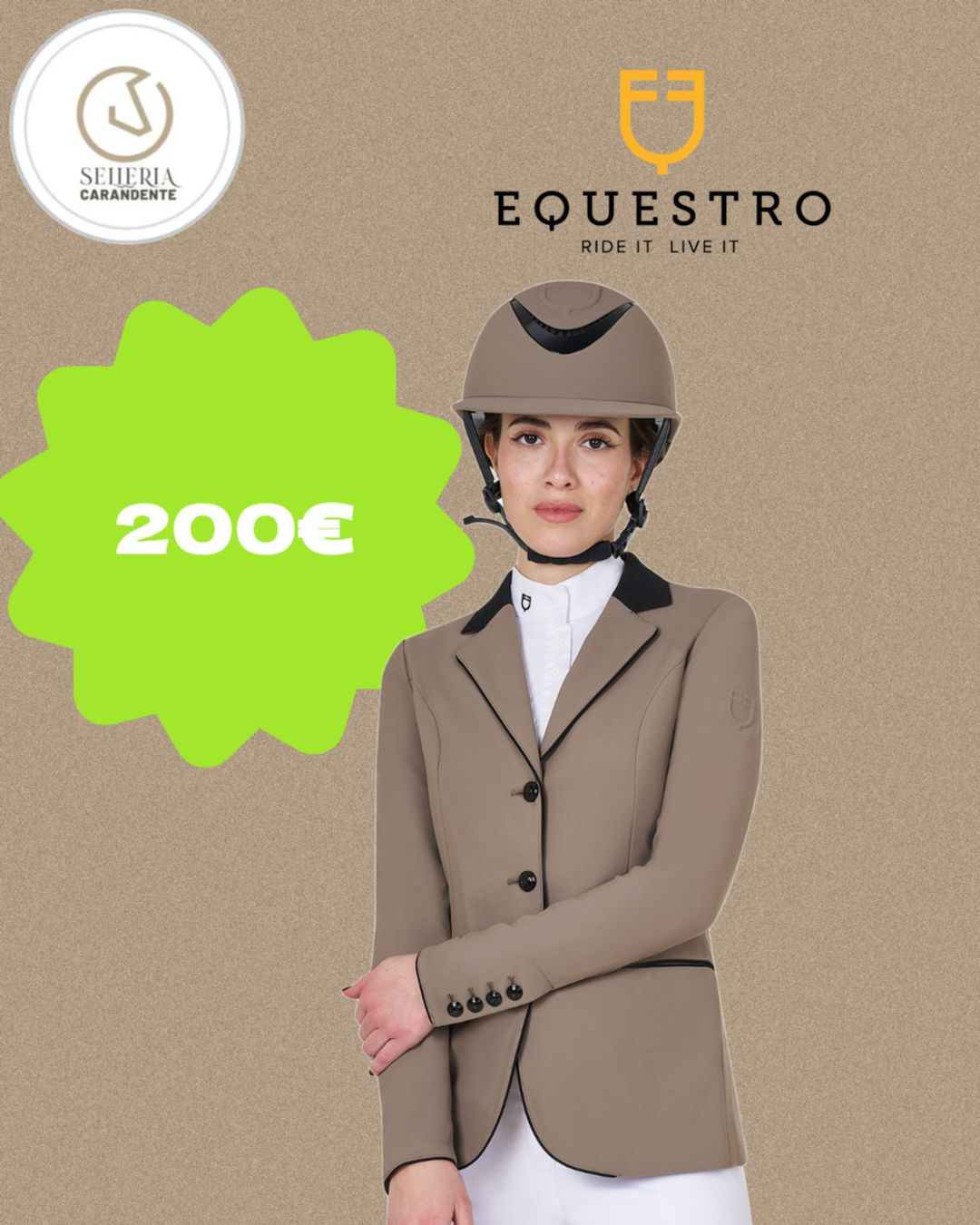 SET GIACCA DONNA EQUESTRO + CASCO NOCCIOLA