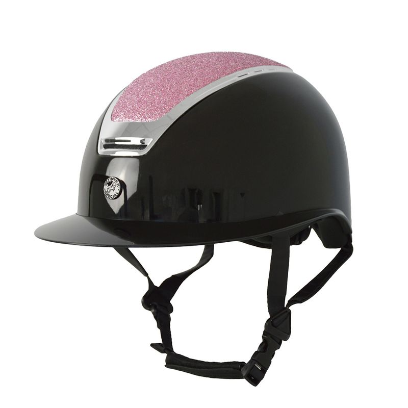 CASCO WINNER CON GLITTER ROSA NERO LUCIDO