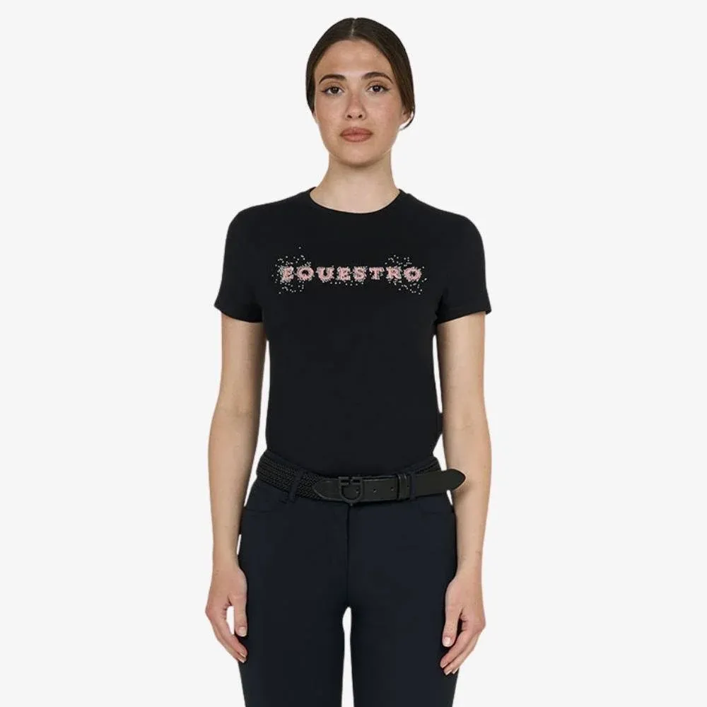 T-SHIRT ALLENAMENTO DONNA CON STRASS EQUESTRO