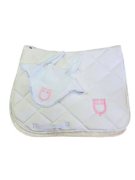SET SOTTOSELLA E CUFFIA PONY EQUESTRO BIANCO/ROSA BALLERINA