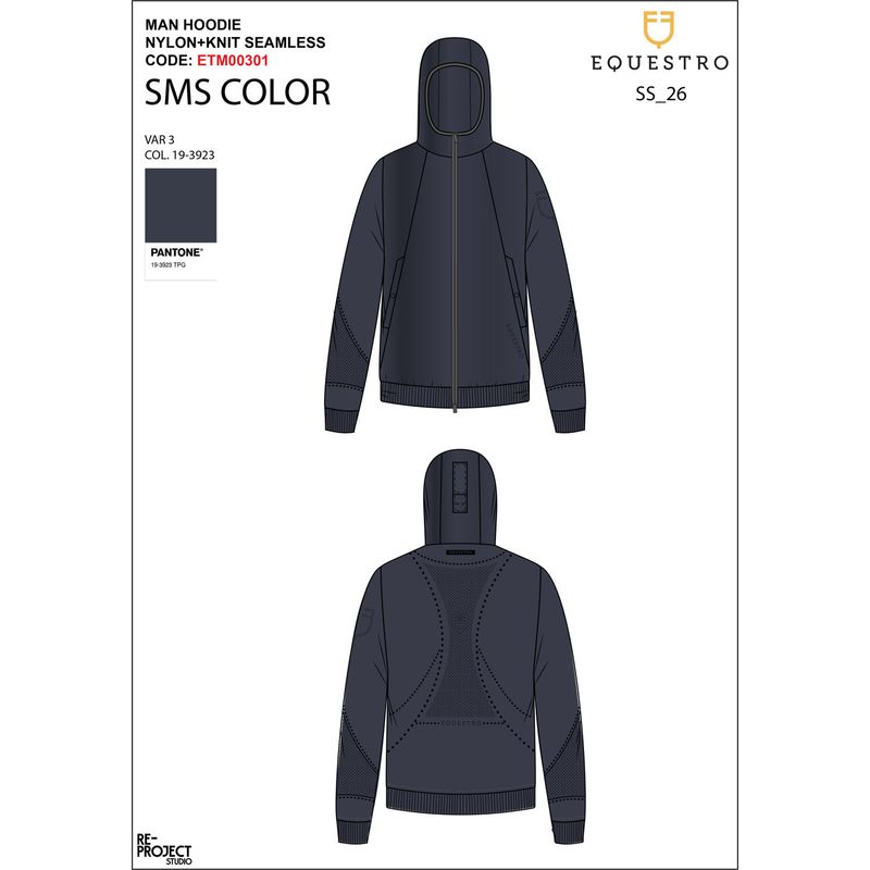 FELPA TECNICA UOMO CON CAPPUCCIO E INSERTI MICRO MESH