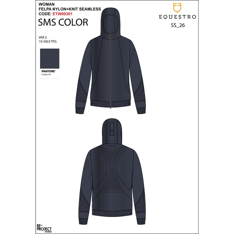 FELPA TECNICA DONNA CON CAPPUCCIO E INSERTI MICRO MESH