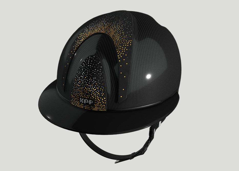 KEP ITALIA ELIGHT LUCIDO NERO IN CARBONIO CON 3 COPERCHIETTI IN CAMOSCIO NERO E SWA NEBULA ORO