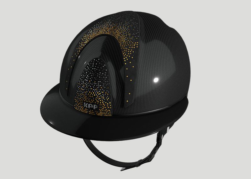 KEP ITALIA ELIGHT LUCIDO NERO IN CARBONIO CON 3 COPERCHIETTI IN CAMOSCIO NERO E SWA NEBULA ORO