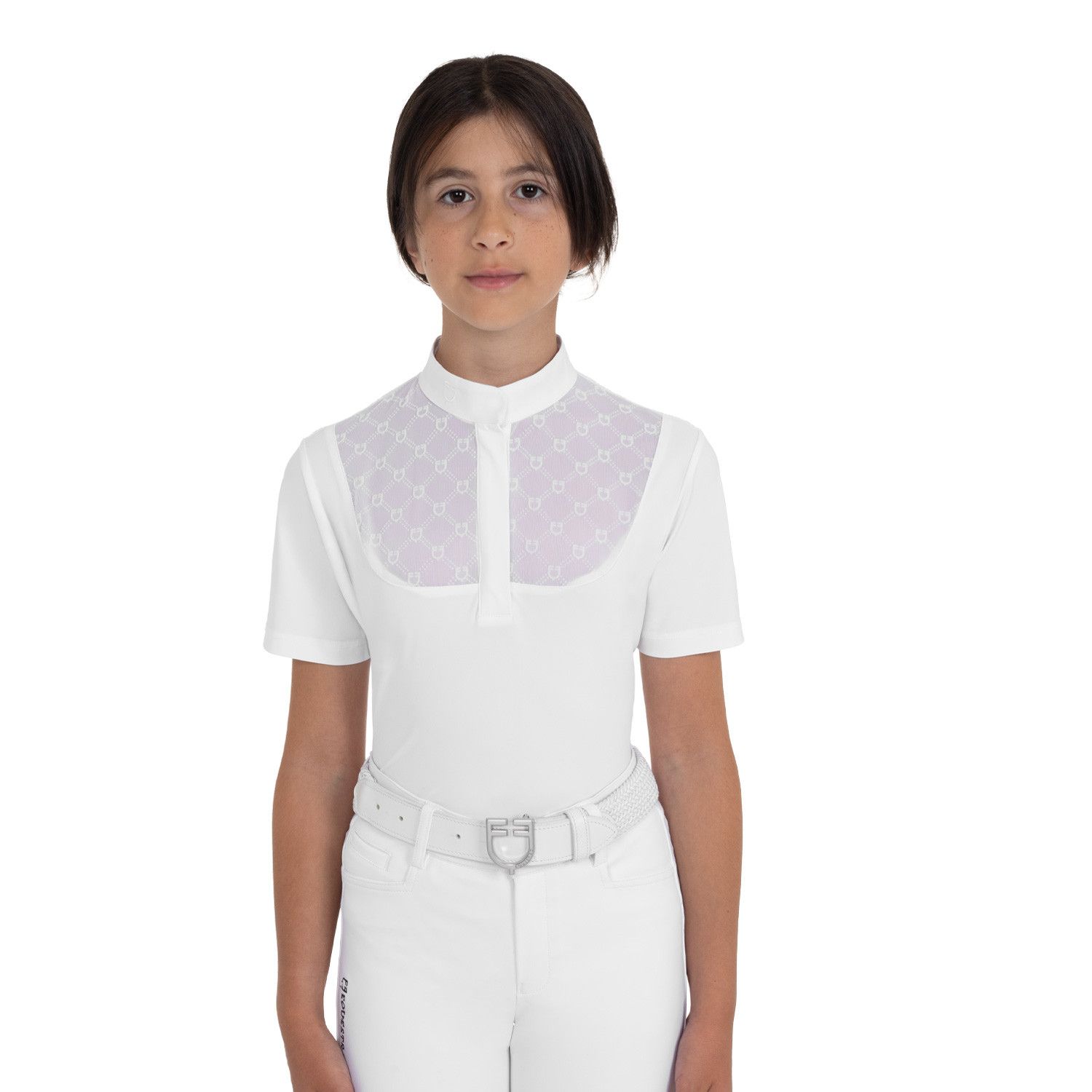 POLO DA GARA PER BAMBINA CON DETTAGLI IN TULLE POLO DA GARA PER BAMBINA CON DETTAGLI IN TULLE