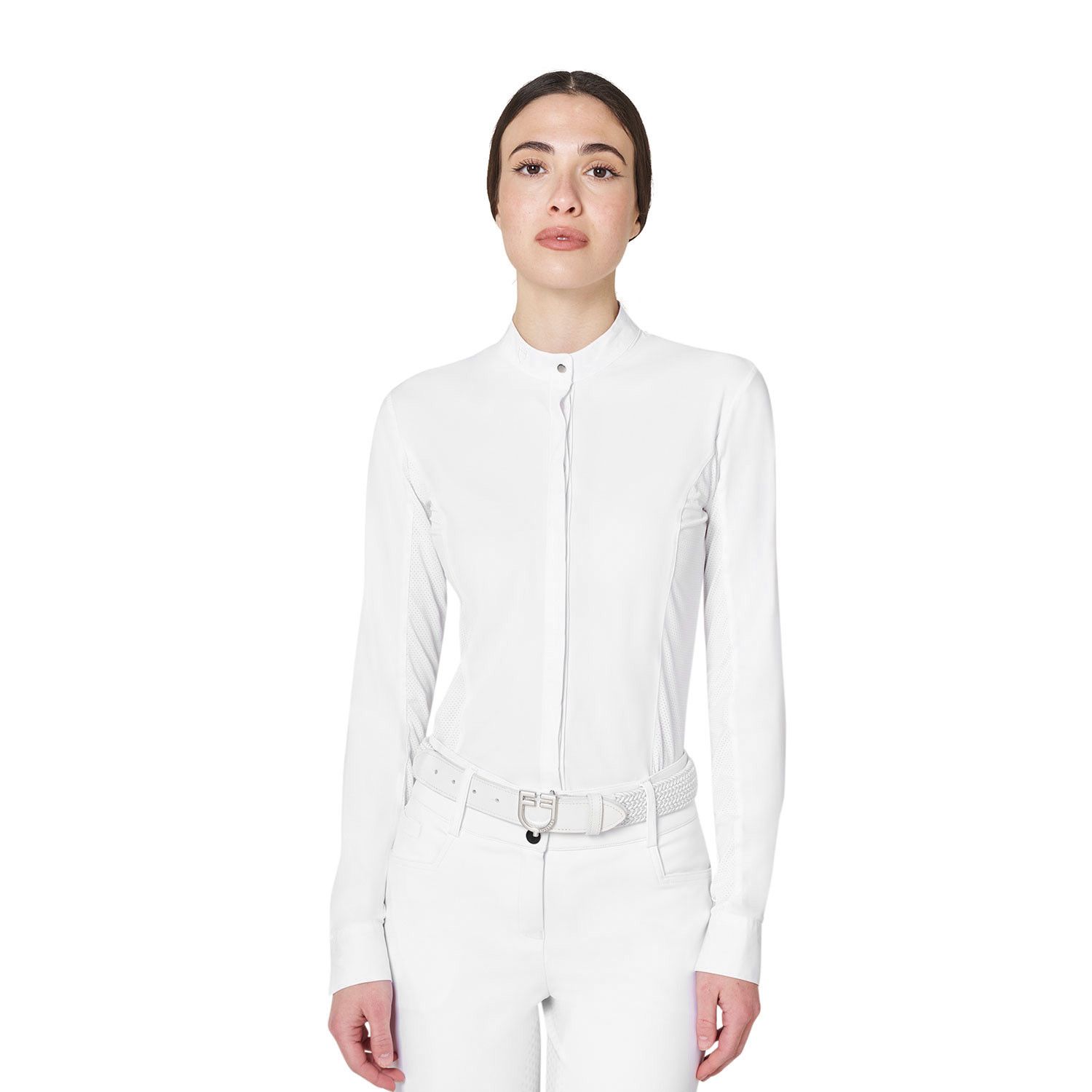 POLO DA GARA DONNA CON COLLETTO A CAMICIA E INSERTI IN MESH