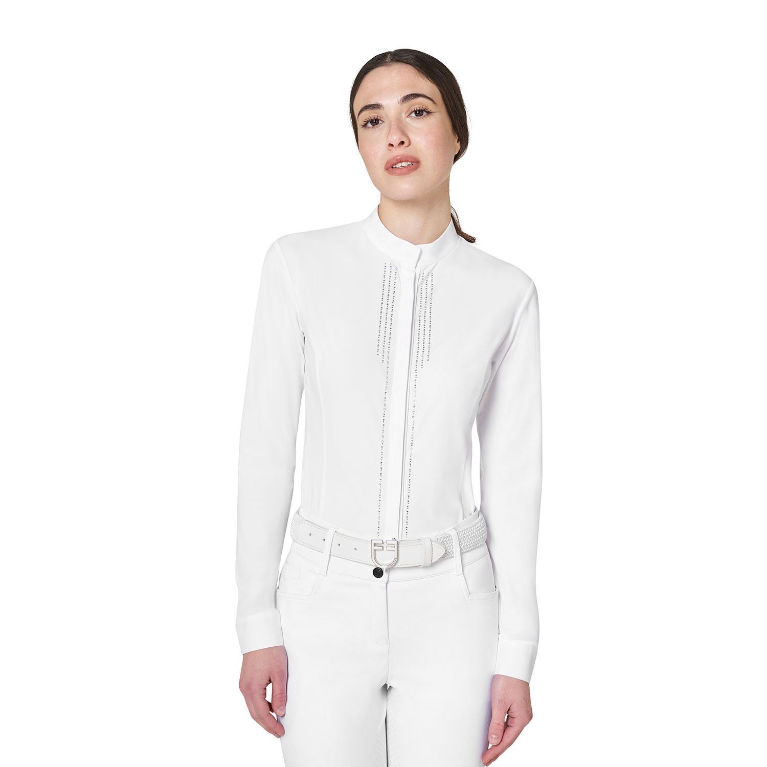 POLO DA GARA DA DONNA CON COLLETTO A CAMICIA E STRASS POLO DA GARA DA DONNA CON COLLETTO A CAMICIA E STRASS