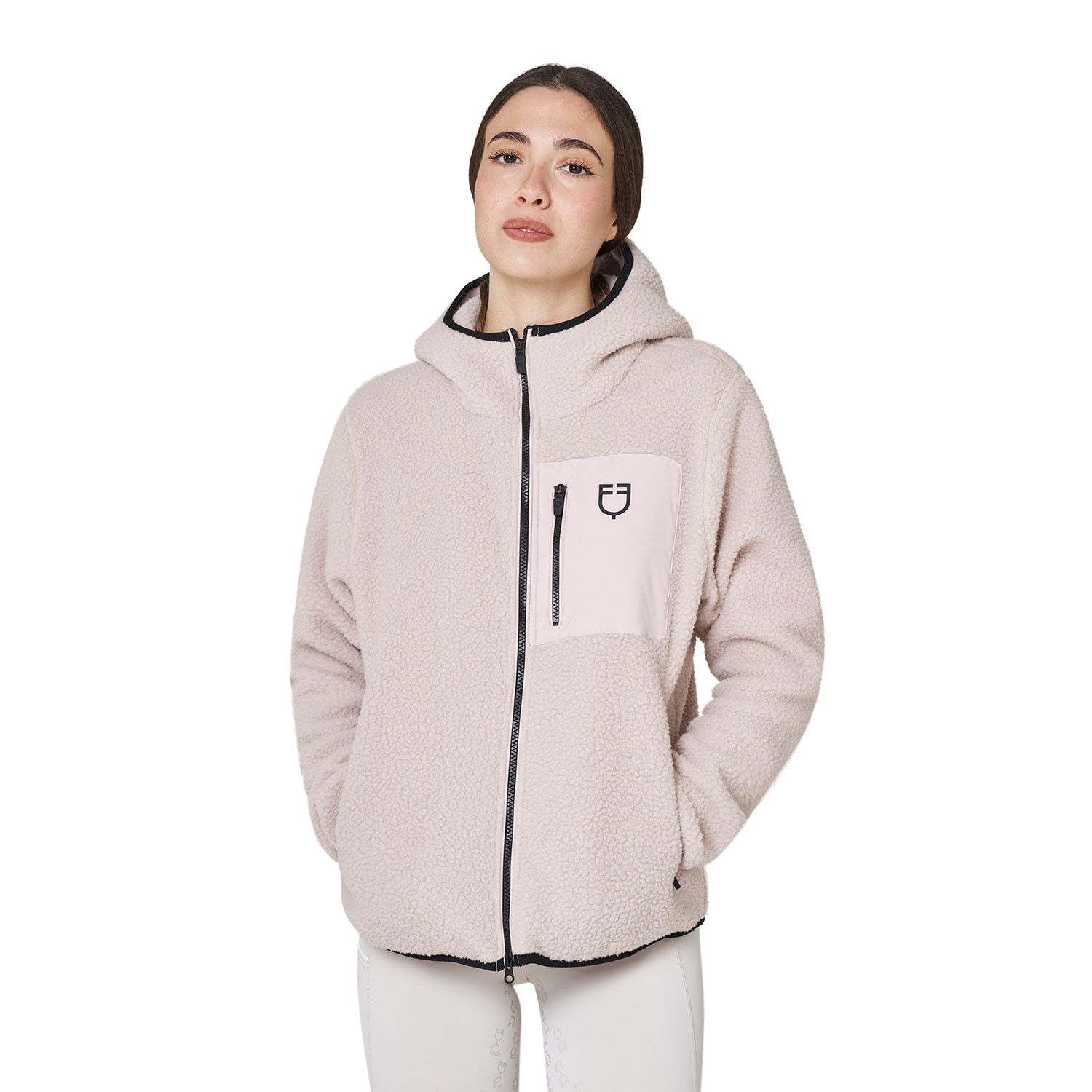 FELPA CON CAPPUCCIO E ZIP DONNA IN PILE TEDDY