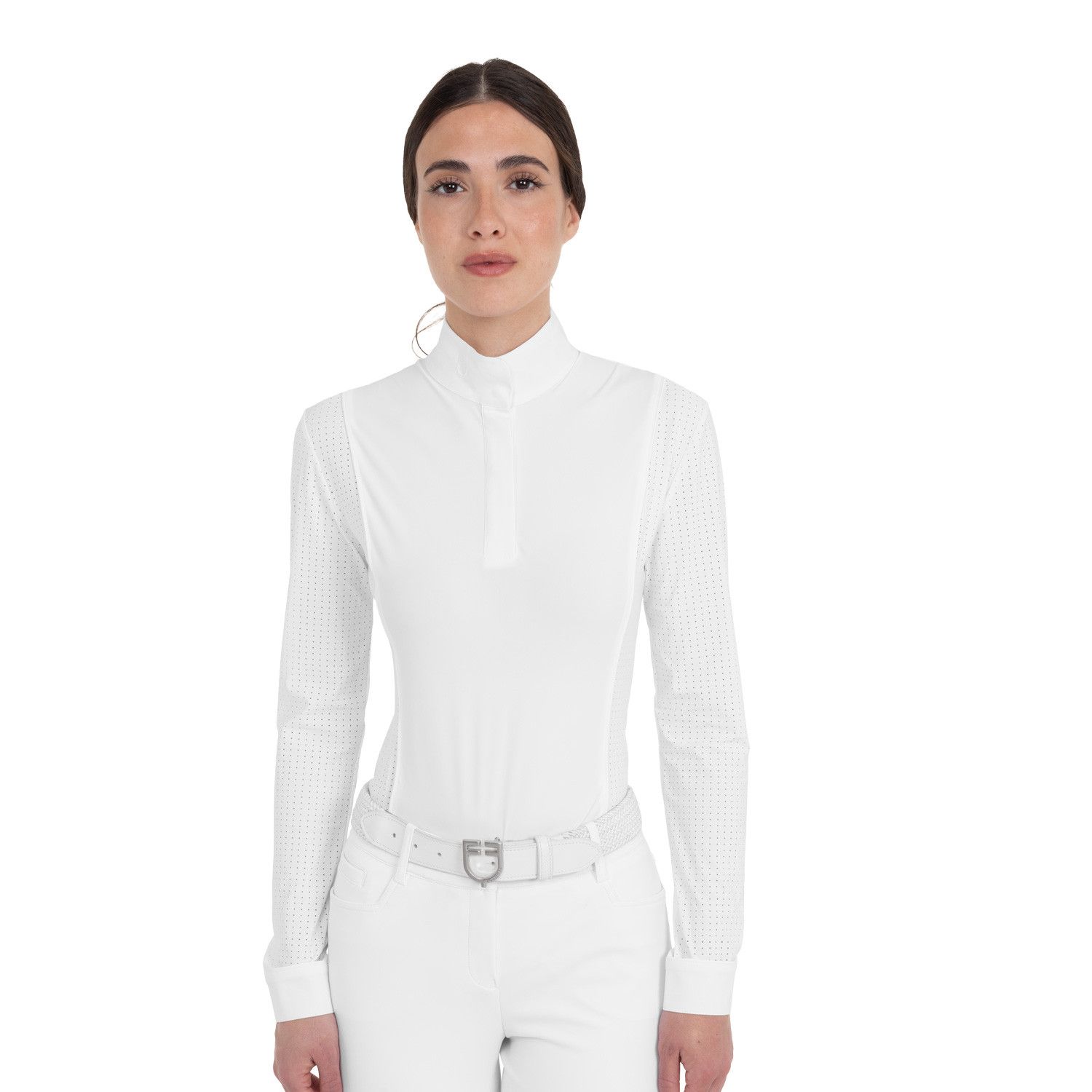 POLO DA GARA A MANICHE LUNGHE TRAFORATA DA DONNA
