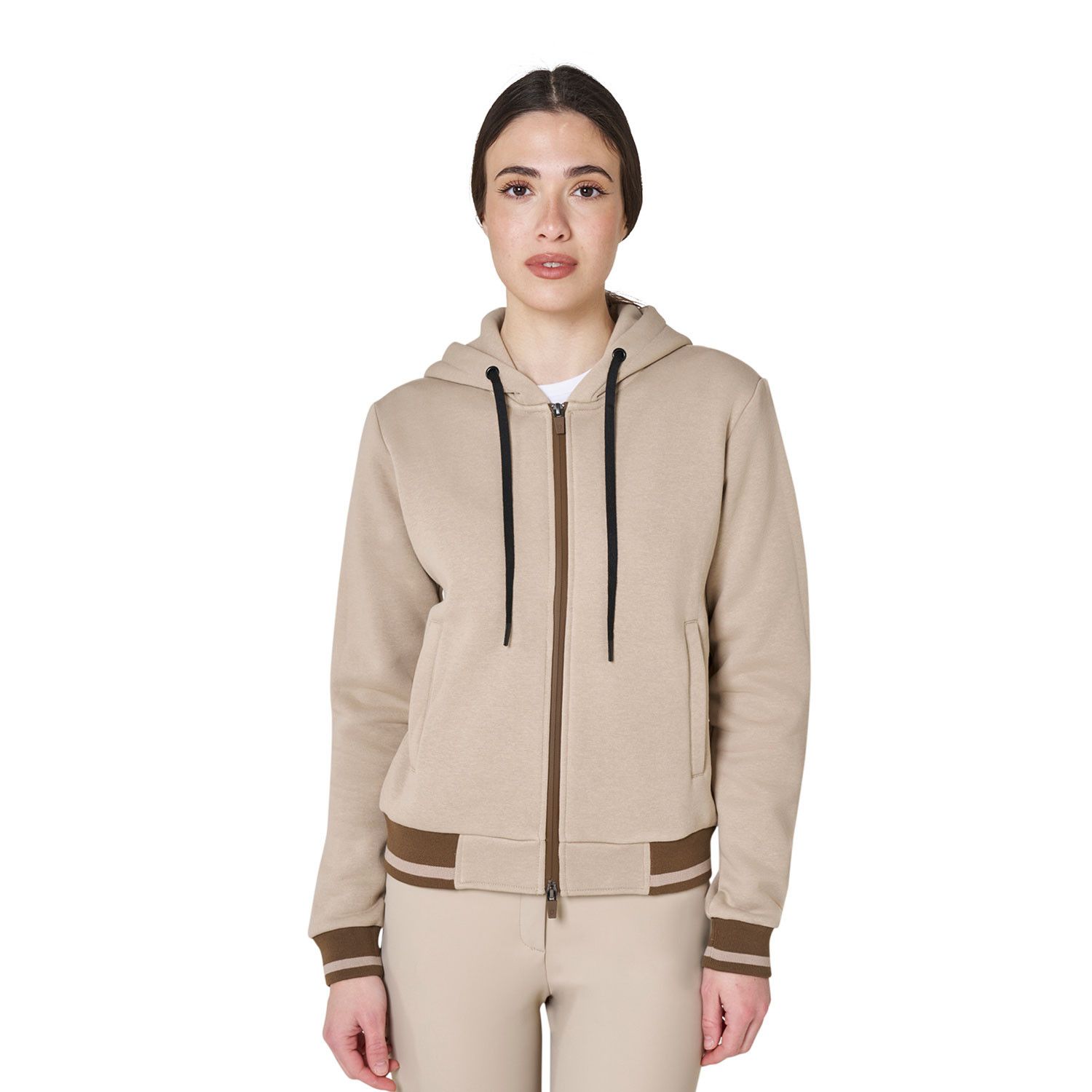 FELPA DONNA CON CAPPUCCIO E ZIP FRONTALE FELPA DONNA CON CAPPUCCIO E ZIP FRONTALE