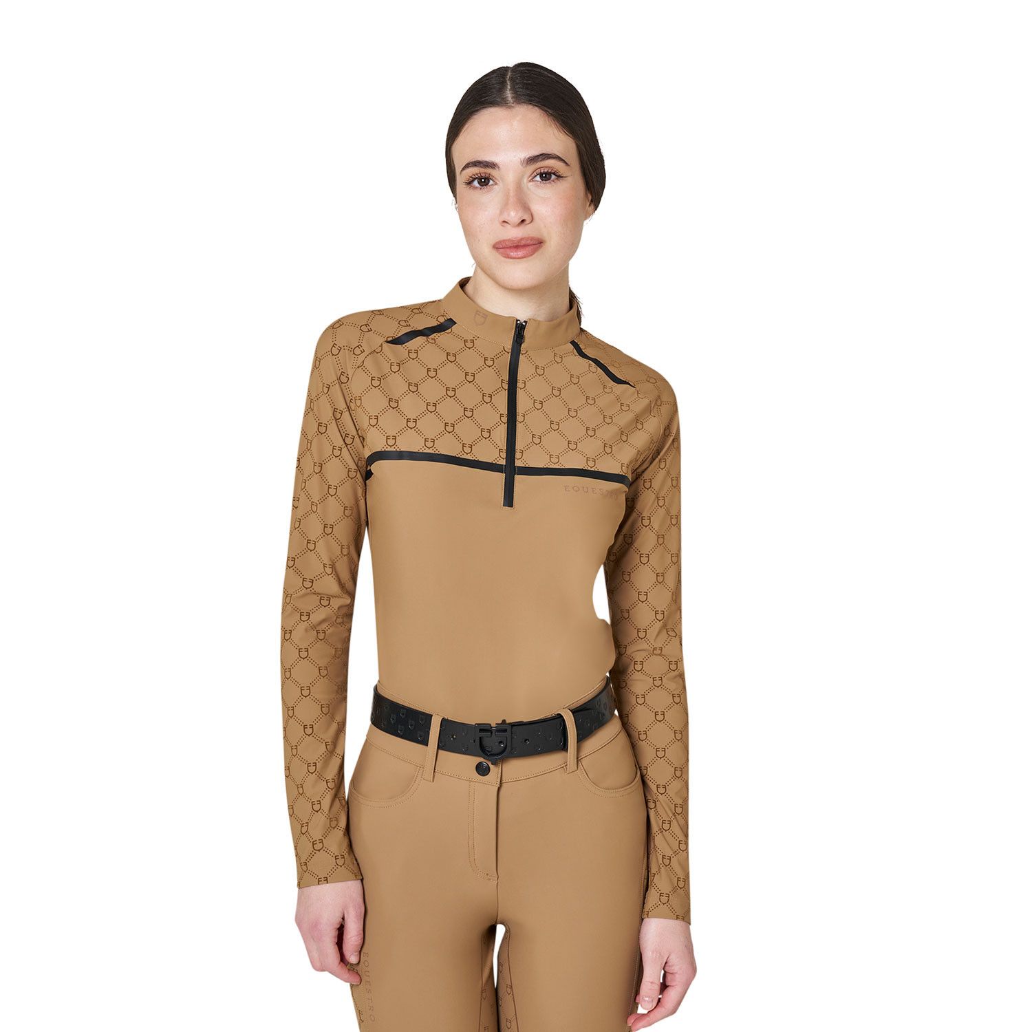 POLO DA ALLENAMENTO DONNA A MANICHE LUNGHE STAMPA MONOGRAM POLO DA ALLENAMENTO DONNA A MANICHE LUNGHE STAMPA MONOGRAM