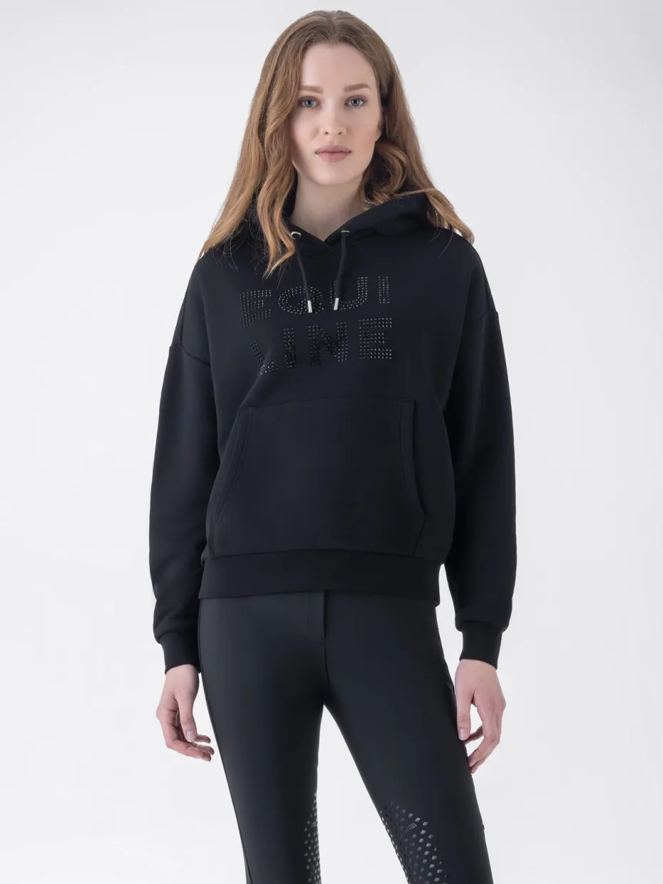 EQGLAM - FELPA DONNA CON CAPPUCCIO E LOGO IN STRASS
