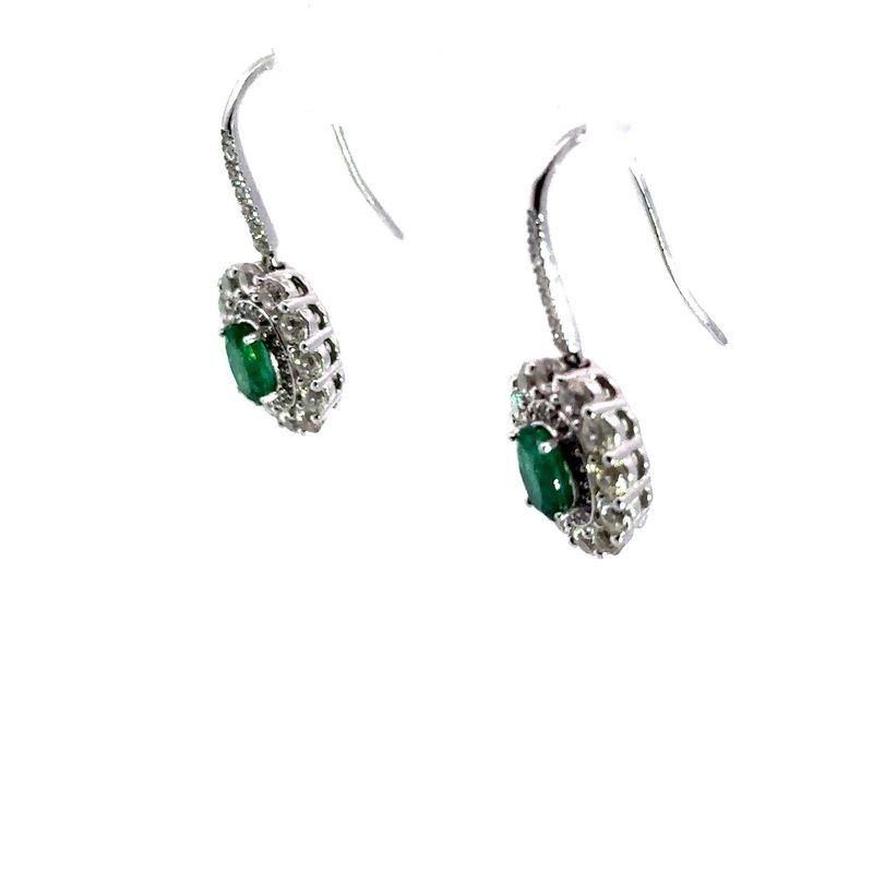925 Sterling Silver Emerald CZ Dangle Drop Earring/0058403